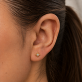 Natural Diamond Solid Gold Earrings made in 14k Yellow Gold with Natural white Diamond in Prong setting, April Birthstone gift idea, symbolizes commitment, strength & purity, ideal for everyday wear and perfect for birthday gifting and special occasions.
