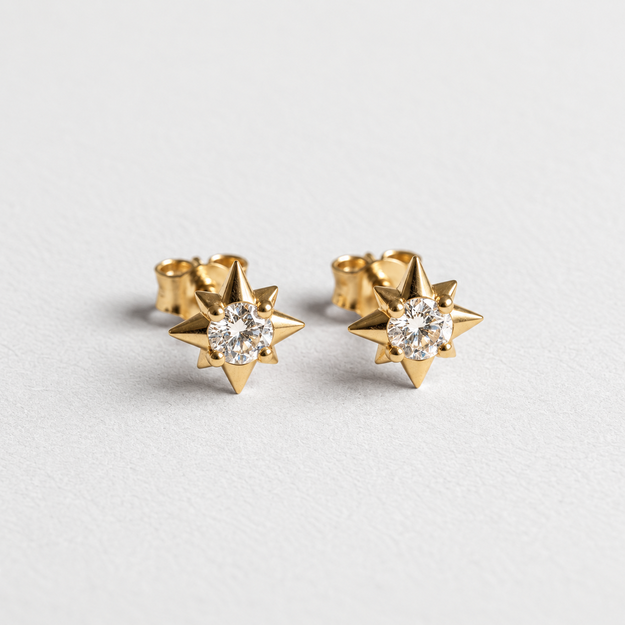 Natural Diamond Solid Gold Earrings made in 14k Yellow Gold with Natural white Diamond in Prong setting, April Birthstone gift idea, symbolizes commitment, strength & purity, ideal for everyday wear and perfect for birthday gifting and special occasions.