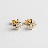 Natural Diamond Solid Gold Earrings made in 14k Yellow Gold with Natural white Diamond in Prong setting, April Birthstone gift idea, symbolizes commitment, strength & purity, ideal for everyday wear and perfect for birthday gifting and special occasions.