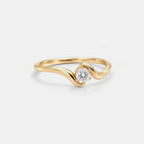 14K Gold Natural Diamond Engagement Ring - 0.25 Carat Certified Diamond Ring - Dainty Swirl Promise Ring