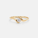 14K Gold Natural Diamond Engagement Ring - 0.25 Carat Certified Diamond Ring - Dainty Swirl Promise Ring