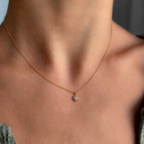 14K Natural Diamond Starburst Necklace - 14k Solid Gold Star Pendant - Dainty North Star Necklace