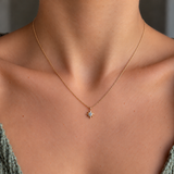 14K Natural Diamond Starburst Necklace - 14k Solid Gold Star Pendant - Dainty North Star Necklace
