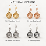 Gold Celestial Coin Drop Earrings - Crescent Moon Medallion Earrings - Round Dangle Earrings