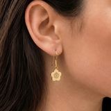 Gold Flower Drop Earrings - Daisy Dangling Earrings - Dainty Blossom Earrings