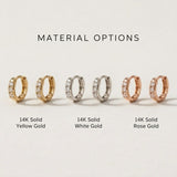 14K Gold Diamond Huggies - Solid Gold Natural Diamond Earrings - Dainty Hoop Sparkling Earrings