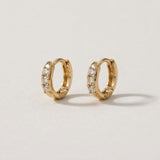 14K Gold Diamond Huggies - Solid Gold Natural Diamond Earrings - Dainty Hoop Sparkling Earrings
