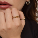 Twisted Rope Stacking Ring - Minimalist Ribbed Band - Unique Wedding Band