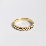Twisted Rope Stacking Ring - Minimalist Ribbed Band - Unique Wedding Band