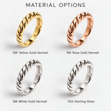 Twisted Rope Stacking Ring - Minimalist Ribbed Band - Unique Wedding Band