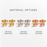 Solid 14k Gold Diamond Butterfly Stud Earrings - 0.01 CTW Natural Diamond - April Birthstone