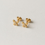 Solid 14k Gold Diamond Butterfly Stud Earrings - 0.01 CTW Natural Diamond - April Birthstone