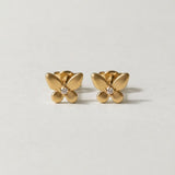 Solid 14k Gold Diamond Butterfly Stud Earrings - 0.01 CTW Natural Diamond - April Birthstone