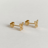 Solid 14k Gold Diamond Butterfly Stud Earrings - 0.01 CTW Natural Diamond - April Birthstone