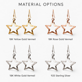 Gold Star Dangling Earrings - Hammered Star Earrings - Open Star Celestial Dangle Earrings