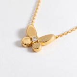 14k Gold Diamond Butterfly Necklace - Natural Diamond Pendant - Delicate Gold Jewelry For Women