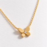 14k Gold Diamond Butterfly Necklace - Natural Diamond Pendant - Delicate Gold Jewelry For Women