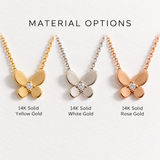 14k Gold Diamond Butterfly Necklace - Natural Diamond Pendant - Delicate Gold Jewelry For Women