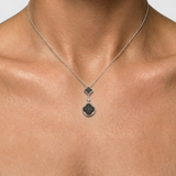 Black Mother of Pearl Clover Necklace - Double Clover Pendant - Four Leaf Clover Necklace