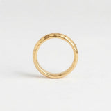 Gold Textured Faceted Band - 4mm Hammered Ring - Engravable Unique Wedding Band