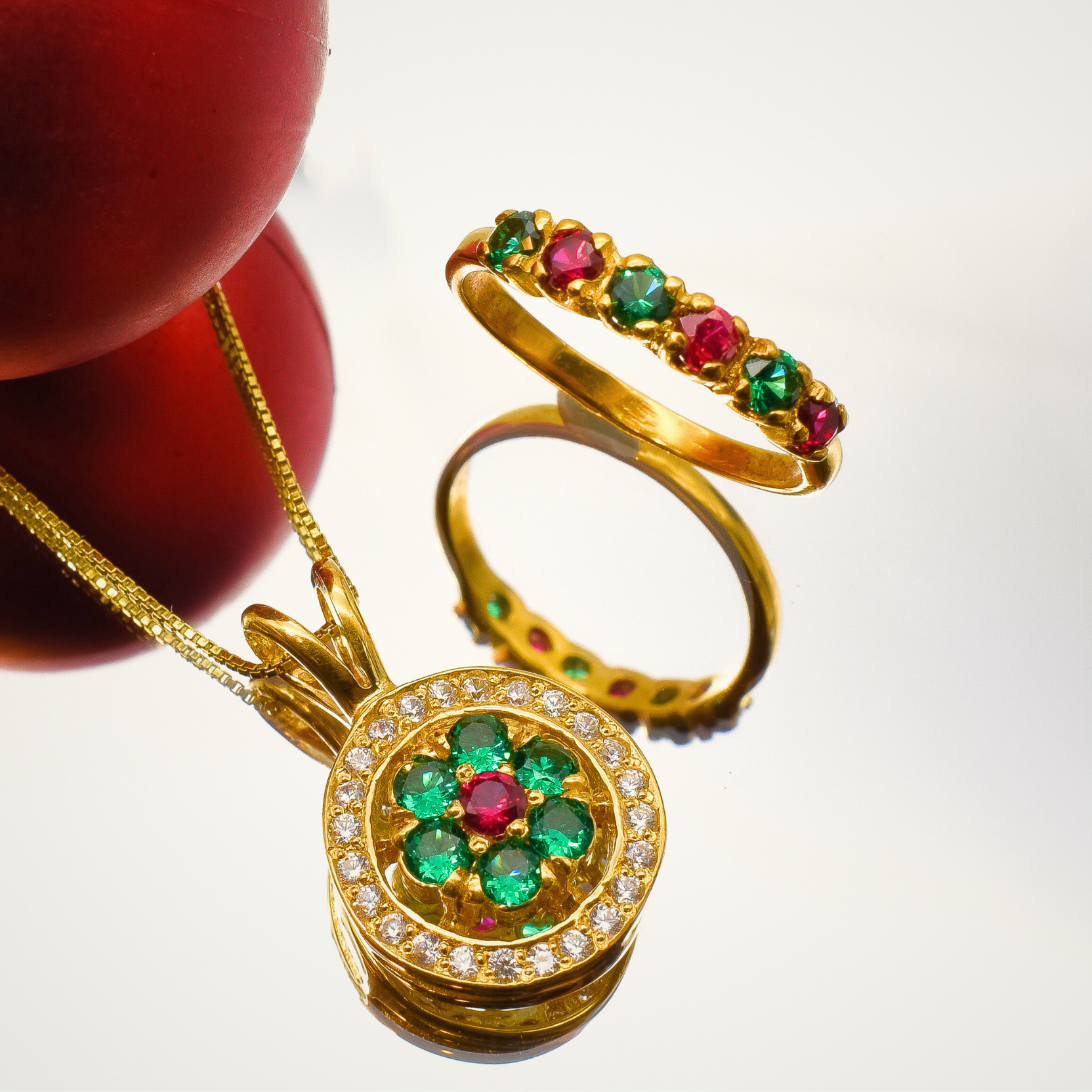 Ruby Emerald Jewelry set