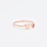 Genuine Ruby Ring - Real 14k Rose Gold Ring - Gold Heart Ring