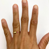 Genuine Red Ruby Ring - Solid 14k Gold Open Ring - Dainty Heart Ruby Ring