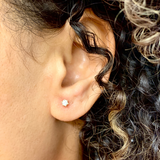 Certified Diamond Earrings - Solid Rose Gold Earrings - 3mm Diamond Studs