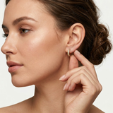 Gold Diamond Huggies - Half Hoop Earrings - Diamond Huggie Earrings