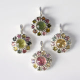 Tourmaline Necklace - Green Flower Pendant - Multistone Floral Necklace