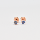 Dainty Certified Sapphire Studs - Solid 14k Rose Gold Earrings - Pink Solid Gold Earrings