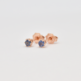 Dainty Certified Sapphire Studs - Solid 14k Rose Gold Earrings - Pink Solid Gold Earrings