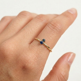 Blue Sapphire Solid Gold Ring - 14k Real Gold Sapphire Ring - Dainty Sapphire Ring