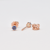 Dainty Certified Sapphire Studs - Solid 14k Rose Gold Earrings - Pink Solid Gold Earrings