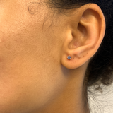 Dainty Certified Sapphire Studs - Solid 14k Rose Gold Earrings - Pink Solid Gold Earrings