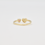 Genuine Red Ruby Ring - Solid 14k Gold Open Ring - Dainty Heart Ruby Ring