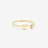 Certified Diamond Heart Ring - Real 14k Gold Diamond Ring - Dainty Heart Ring