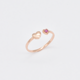 Genuine Ruby Ring - Real 14k Rose Gold Ring - Gold Heart Ring