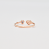 Certified Natural Sapphire Ring - Solid 14k Rose Gold Open Ring - Genuine Sapphire Heart Ring