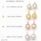 White Topaz Earrings - Gold Flower Earrings, December Birthstone Earrings