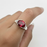 Boho Ruby Ring - Red Solitaire Ring - Vintage Tribal Ring