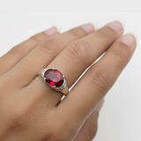 Boho Ruby Ring - Red Solitaire Ring - Vintage Tribal Ring