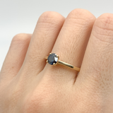 Certified Blue Diamond Gold Ring - Solitaire Blue Diamond Ring - Real Solid 14k Gold
