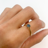 Certified Blue Diamond Gold Ring - Solitaire Blue Diamond Ring - Real Solid 14k Gold