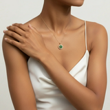 Gold Emerald Pendant - Flower Emerald Necklace - Green Flower Necklace