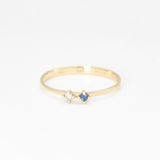 CERTIFIED Diamond Ring - Genuine Sapphire Ring - Solid 14k Gold Ring