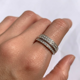 Diamond Wide Band - Created CZ Diamond Ring - Triple Band Ring