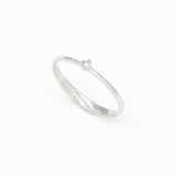 Certified Diamond Solitaire Ring - Real Solid 14k White Gold Ring - Dainty Diamond Gold Ring