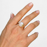 Gold Moonstone Leaf Ring - Rainbow Moonstone Ring - June Birthstone Ring