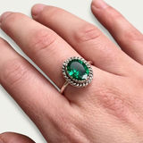 Emerald Vintage Ring - Green Solitaire Ring - Oval Emerald Ring